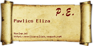 Pavlics Eliza névjegykártya